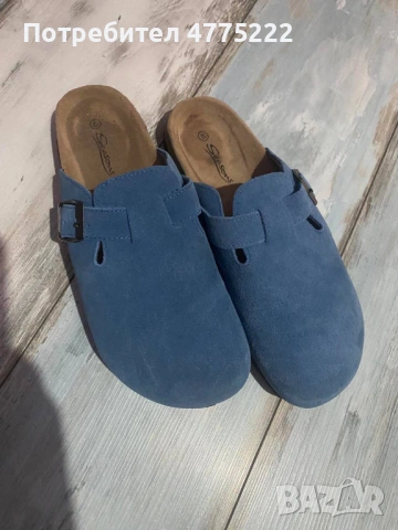 Велурени мюли в небесносиньо нови р.40, снимка 2 - Дамски ежедневни обувки - 54101896