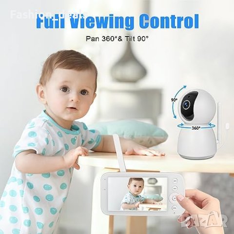 Нов Монитор за Бебе с Панорамна Камера и Двупосочен Звук, снимка 4 - Бебефони - 42549107