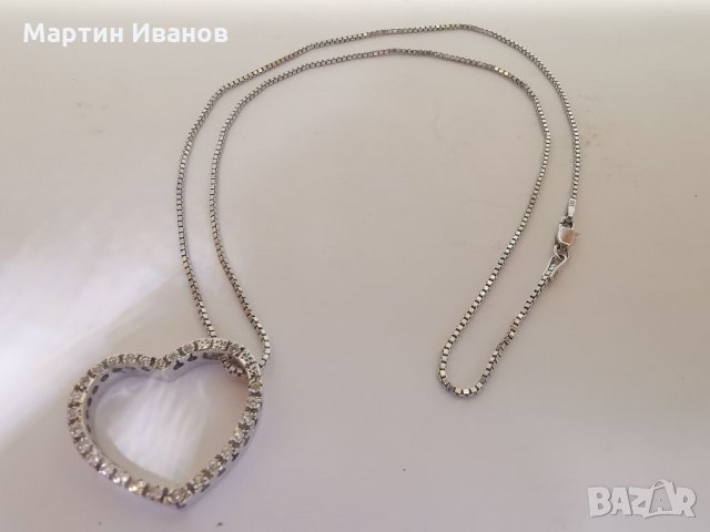 Златно колие със сърце -бяло злато , снимка 11 - Колиета, медальони, синджири - 13092630