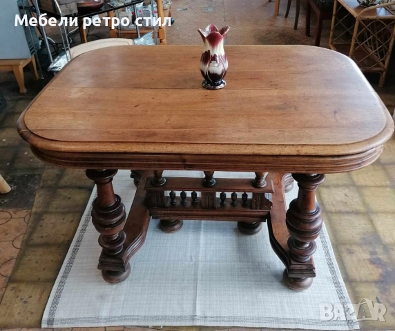 Масивна дървена маса в класически стил.  Красиво резбовани крака и елегантни орнаменти. , снимка 4 - Маси - 52076660