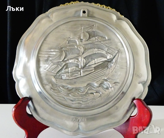 Калаена чиния с Кораб,Платноход. , снимка 5 - Антикварни и старинни предмети - 52393667