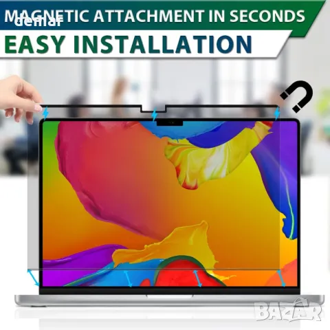 Магнитен екран за поверителност STARY за MacBook Air 13,6 инча (2022-2025, M2, M3, M4), снимка 5 - Друга електроника - 49688317