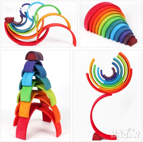 ПРОМО! Голям Дървен сет GRIMM'S + ДОПЪЛНЕНИЕ СРЕДНО ГОЛЯМА ДЪГА С ТОПКИ, снимка 5 - Образователни игри - 30584767