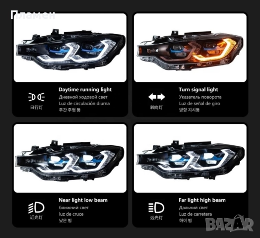 ЛЕД Фарове BMW F30 LED Laser Оборудван!! Plug & Play Bi-color Halogen ( бял и жълт/ M3 ), снимка 4 - Части - 52190721