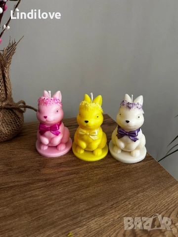 Ръчно изработена соева свещ зайче