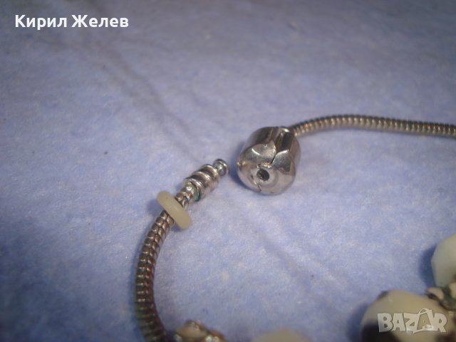 КРАСИВА ПОСРЕБРЕНА ФЕШЪН АРТ ГРИВНА ТИП ПАНДОРА с ЕМАЙЛ и ЦИРКОНИ КРИСТАЛИ 15058, снимка 3 - Гривни - 37045872