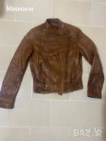 Кожено яке  естествена кожа Mango XS, снимка 3 - Якета - 53207962
