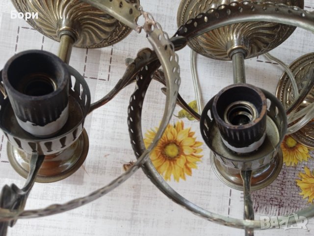 Немски Бронзови стенни лампи, снимка 4 - Лампи за стена - 40780233