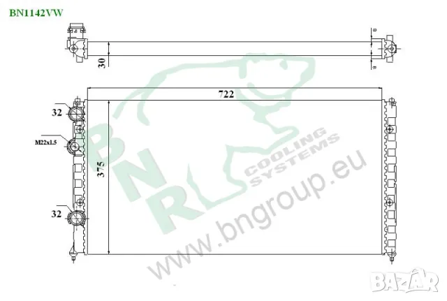 Воден радиатор BNR за VOLKSWAGEN BN1142VW, снимка 3 - Части - 14374992