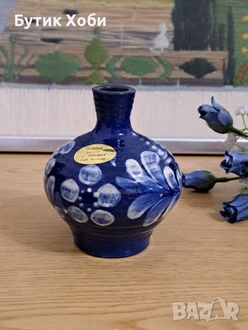 Ръчно изработена керамична ваза, DDR, снимка 2 - Антикварни и старинни предмети - 42814909
