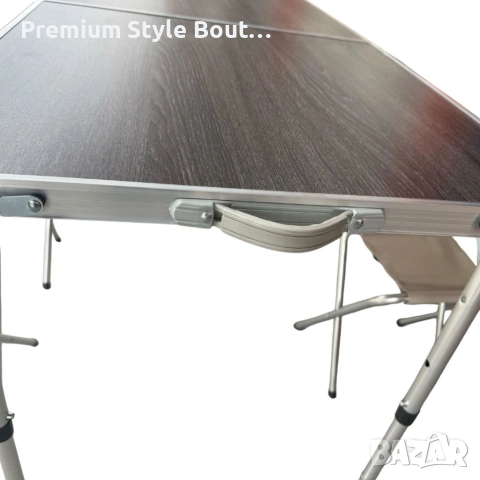 Комплект сгъваема къмпинг маса с 4 стола, регулируема височина, дизайн "куфар" в сив цвят, снимка 7 - Маси - 53948370