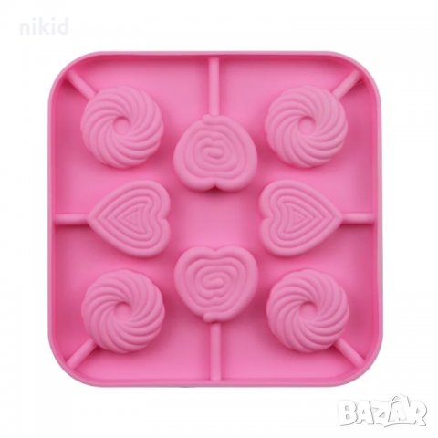 8 спираловидни кръг сърце силиконов молд форма за направа на близалки на клечка декор торта фондан ш, снимка 4 - Форми - 35547335