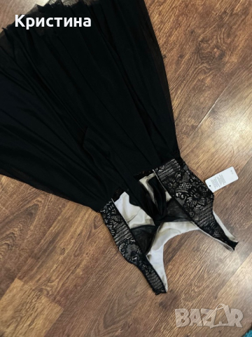 Черна рокля с бежово , снимка 6 - Рокли - 44586338