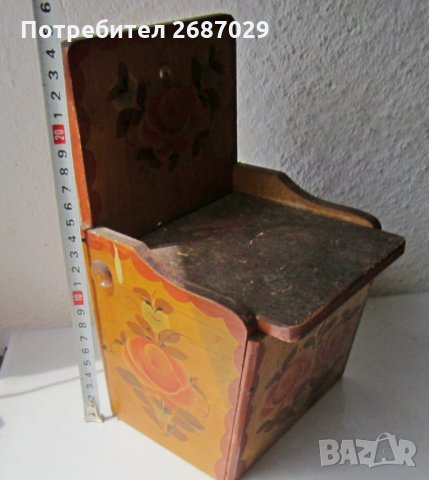 Дървена стара кутия за стена с капак, рисувана, снимка 4 - Други ценни предмети - 29729528