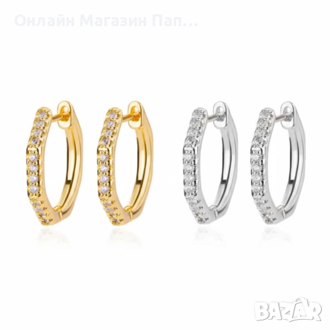 Дамски обеци халки с полигони от цирконий – Неръждаема стомана, луксозни сватбени бижута