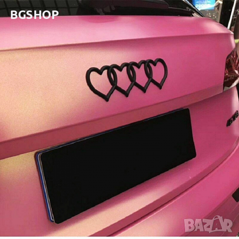 Емблема за Audi / Ауди четири сърца - Black Mate, снимка 4 - Аксесоари и консумативи - 36514373