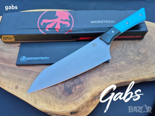 Нож с фиксирано острие Microtech Santoku 3100B/3200B ,Bohler M390 фултанг, снимка 9 - Ножове - 56209525