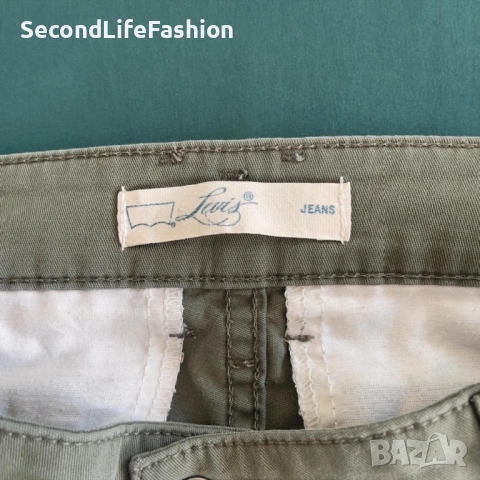 Дамски тесни карго дънки Levis, каки зелени, еластични, с цип до глезена размер M Levi’s, снимка 7 - Панталони - 53349610