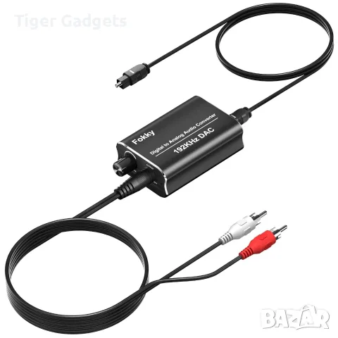 Fokky HS212-BK 192kHz/24-bit DAC Audio Converter – Optical/Coaxial към RCA и 3.5 мм, снимка 3 - Ресийвъри, усилватели, смесителни пултове - 56197174