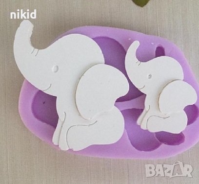 Малко голямо слонче слон силиконов молд форма фондан гипс шоколад
