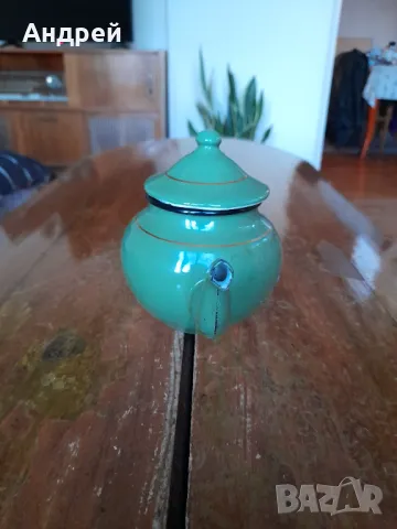 Стар емайлиран чайник #40, снимка 2 - Други ценни предмети - 48212562