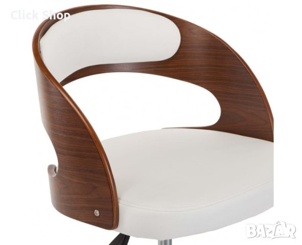 Въртящ офис стол, бял, извито дърво и изкуствена кожа, снимка 7 - Столове за офис - 40384278