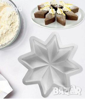 Голяма ръбата звезда ромбове силиконова форма за кекс торта сладкиш десерт  молд, снимка 3 - Форми - 27896505