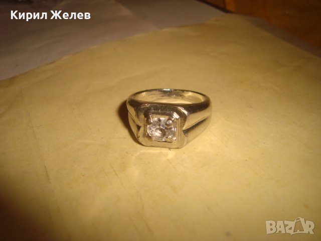 МНОГО КРАСИВ СТИЛЕН ПОСРЕБРЕН МОДЕН АРТ ПРЪСТЕН с ГОЛЯМ ЮВЕЛИРНО ФАСЕТИРАН ЦИРКОН 27616