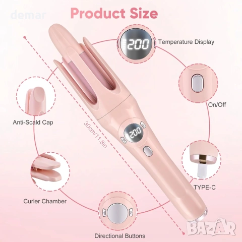 Автоматична безжична маша за коса с 4 температурни настройки, 32 мм, 4000mAh,сензор против заплитане, снимка 5 - Маши за коса - 54109648