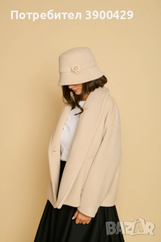 Дамска Вълнена Шапка Gary - Бежова, снимка 5 - Шапки - 52183814