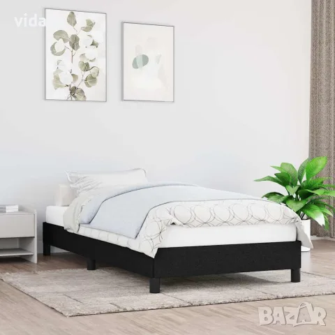 vidaXL Рамка за легло без матрак, Черно, 90x190 см, плат, снимка 2 - Спални и легла - 56147233