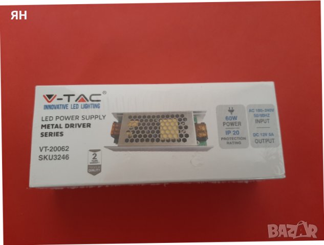 Захранване V-TAC Slim за LED ленти 60W,5A,12V, снимка 1
