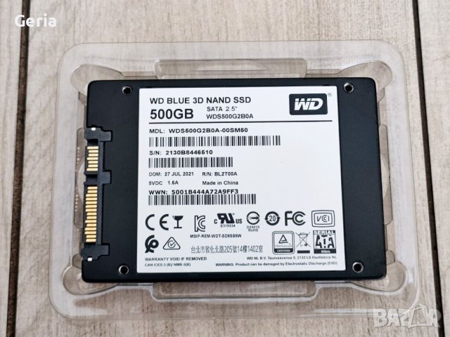 Чисто нов SSD диск WD Blue 3D NAND 500GB Western Digital SATA III 6Gb/s, снимка 3 - Твърди дискове - 42204174