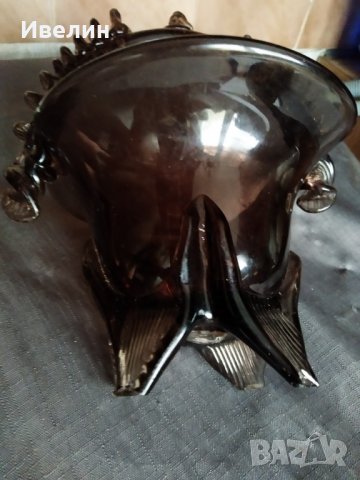 стъклена купа,бонбониера арт деко, снимка 4 - Антикварни и старинни предмети - 30659732