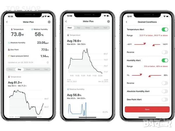 SwitchBot Термометър Хигрометър, Bluetooth вътрешен измервател на влажност за дома, Температурен сен, снимка 9 - Други - 49050349
