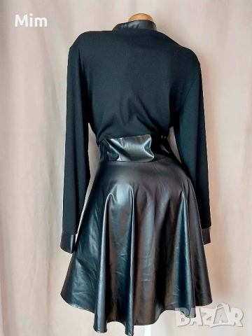 3XL Черна кожена рокля за едра дама , снимка 4 - Рокли - 52153494