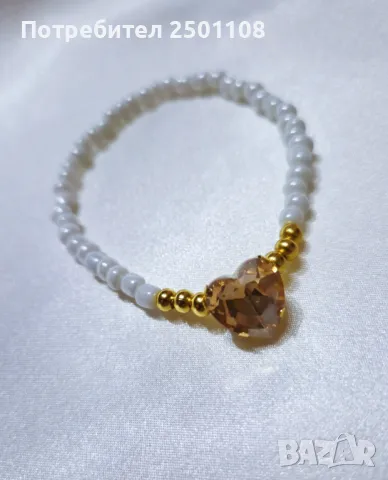 Перлена гривна със сърце, снимка 1