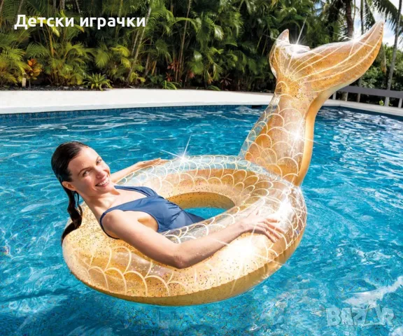 Детски надуваем пояс опашка на русалка с брокат INTEX 147х107х79см, снимка 4 - Надуваеми играчки - 50395236