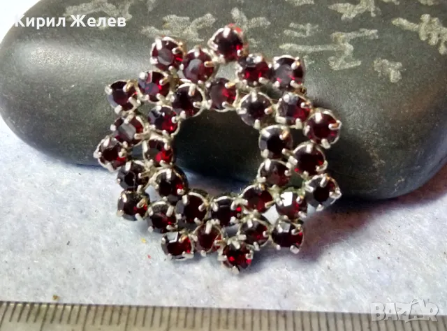 ИЗУМИТЕЛНО КРАСИВА СКЪПОЦЕННА АЖУРНА ВИНТИДЖ АРТ БРОШКА с РЯДЪК ТЪМНОЧЕРВЕН ГРАНАТ 45666, снимка 5 - Други - 48734092