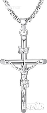 Сребърно колие MILACOLATO 925 с кръст за мъже и жени, снимка 1