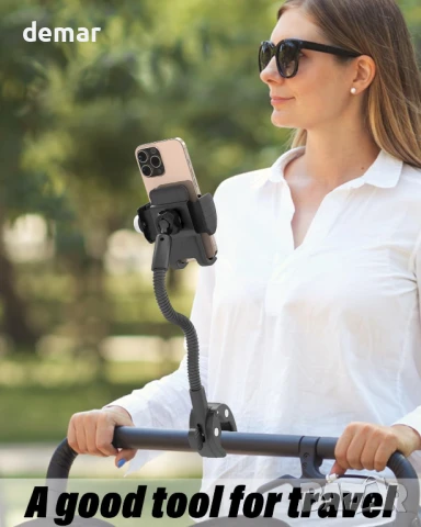 LYFPOOM Стойка за телефон 4-7 инча за кормило/бебешка количка, тип "гъша шия", снимка 7 - Селфи стикове, аксесоари - 51297387