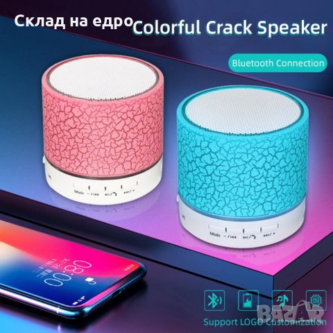 Мини портативна LED тонколонка - Bluetooth, USB, MicroSD aux mp3, снимка 4 - Bluetooth тонколони - 30430501