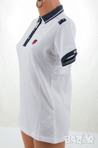 Дамска памучна блуза в бяло с тъмносини кантове Sir Raymond Tailor - M, снимка 4 - Блузи с дълъг ръкав и пуловери - 42823618