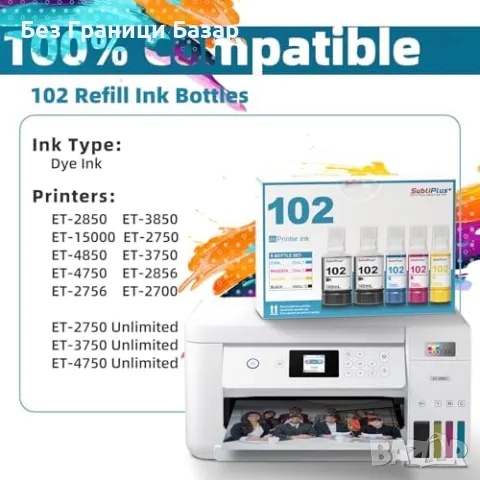 Нови Мастилници 102 BKCMY за EcoTank принтери Тонер касети Epson, снимка 2 - Консумативи за принтери - 49278717