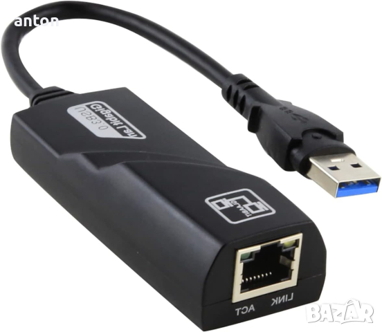 мрежова карта 1000Mbps USB3.0 Wired USB To Rj45 Gigabit Lan Ethernet Adapter Network Card RTL8153, снимка 3 - Кабели и адаптери - 44637946