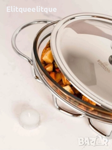 Съд за затопляне Bohmann, 1.6 л., Стоманен капак, Стъкло, Инокс, снимка 2 - Съдове за готвене - 52393789