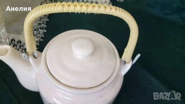 Чайник с плетена дръжка и златисти дървета, снимка 5 - Други - 52063173