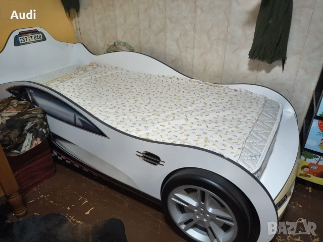 Единично детско легло Бяла кола  Комплект с матрак