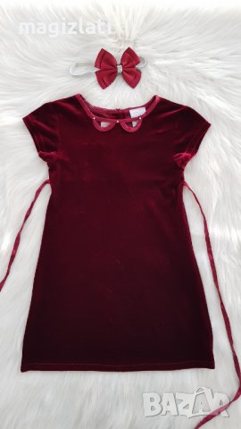 Детска рокля червено кадифе 4 години, снимка 6 - Детски рокли и поли - 42889310