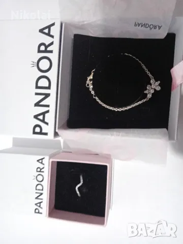 Бижута PANDORA  комплект гривна и пръстен ново, снимка 6 - Пръстени - 48175343